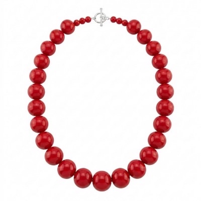 Konstancia Sublime natural Red Fossilized Coral Sterling Silver handmade Necklace