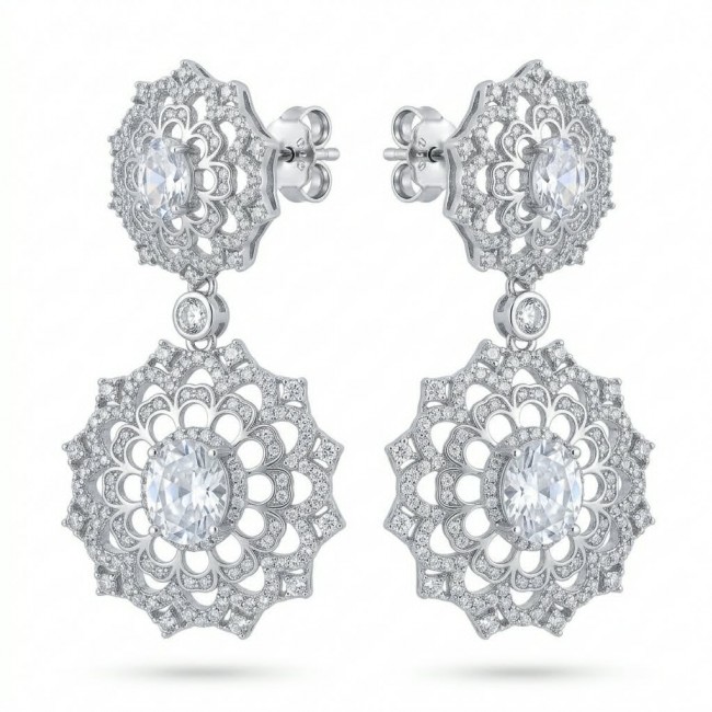 Elizabeth Natural 8.2 carat White Topaz .925 Sterling Silver handcrafted earrings
