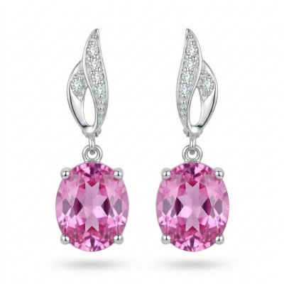 Tiffany - authentic 14.5 carat Pink Topaz .925 Sterling Silver handcrafted Earrings