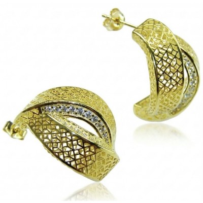 Dubai Style - Golden Flowers .925 Sterling Silver dipped in 22K Gold handmade Large Earrings