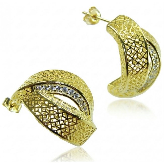 Dubai Style - Golden Flowers .925 Sterling Silver dipped in 22K Gold handmade Large Earrings