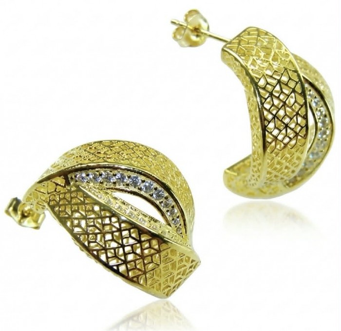 Dubai Style - Golden Flowers .925 Sterling Silver dipped in 22K Gold handmade Large Earrings