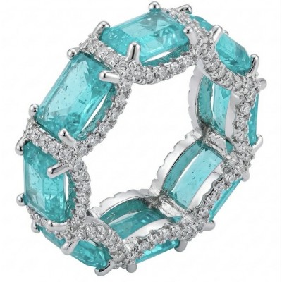 Angel's Wish 22.8 carat Aquamarine .925 Sterling Silver handcrafted infinity ring size 7 3/4