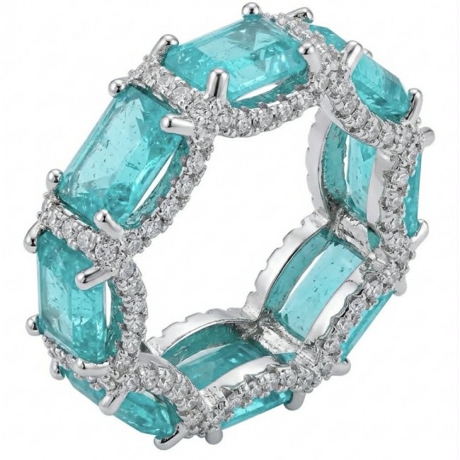 Angel's Wish 22.8 carat Aquamarine .925 Sterling Silver handcrafted infinity ring size 7 3/4
