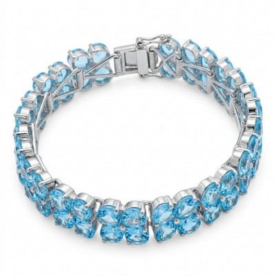 Tiffany - Magnificent 105.5 carat Swiss Blue Topaz .925 Sterling Silver handcrafted Heavy Bracelet