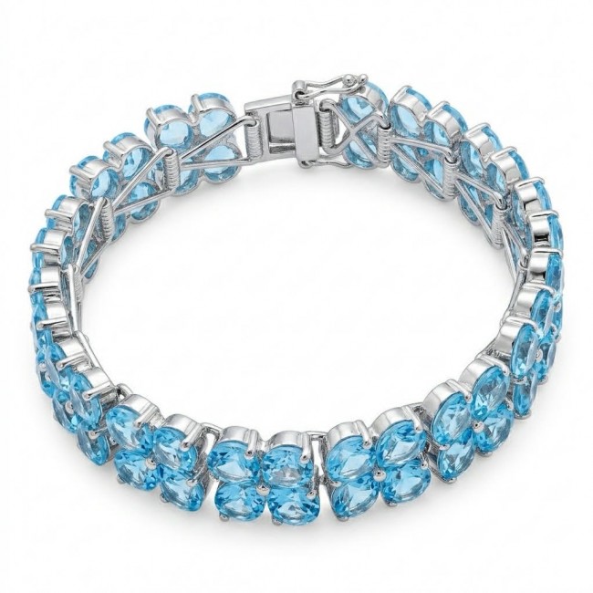 Tiffany - Magnificent 105.5 carat Swiss Blue Topaz .925 Sterling Silver handcrafted Heavy Bracelet