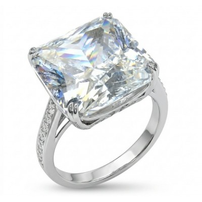 Victoria Precious assher cut 10.9 CARAT Natural White Topaz . 925 Sterling Silver Women ring size 8