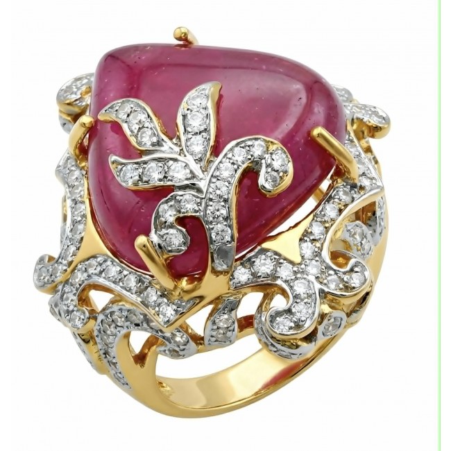 GIOVANNA- Natural 25.8 carat Mozambique Ruby 18K Gold over .925 Sterling Silver Handcrafted Statement Ring size 5 1/2