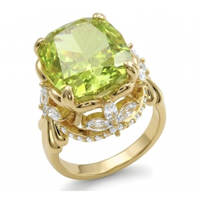 Costa del Sol 10.4 carat Lemon Quartz 18K Gold over .925 Sterling Silver handcrafted ring size 7