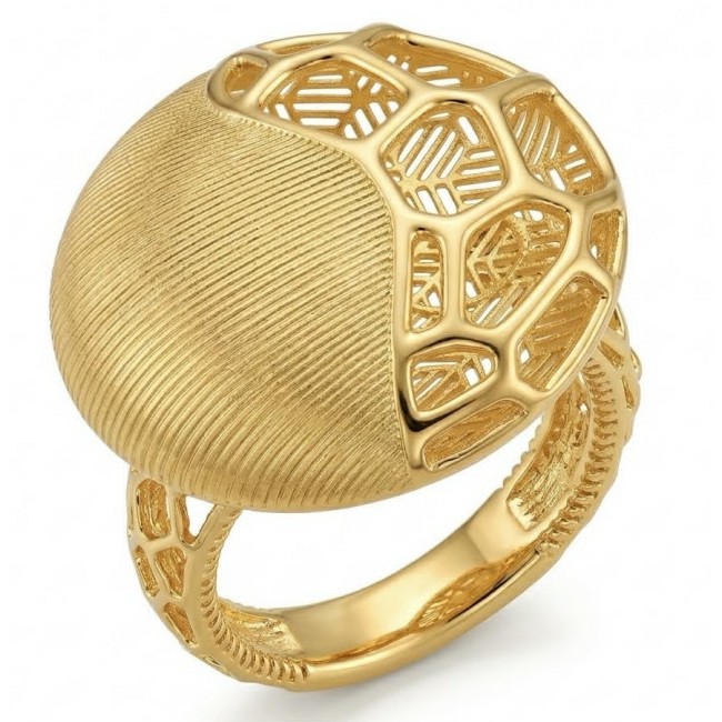 Dubai Style .925 Sterling Silver dipped in 22K Gold handmade Large ring size 7 1/4
