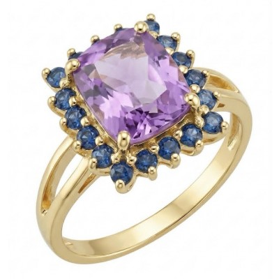 Julietta 5.5 carat Amethyst Sapphire 18K Gold over .925 Sterling Silver HANDCRAFTED Ring s. 8