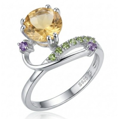 Golden Treasure 4.5 carat Citrine .925 Sterling Silver Handcrafted Ring size 8