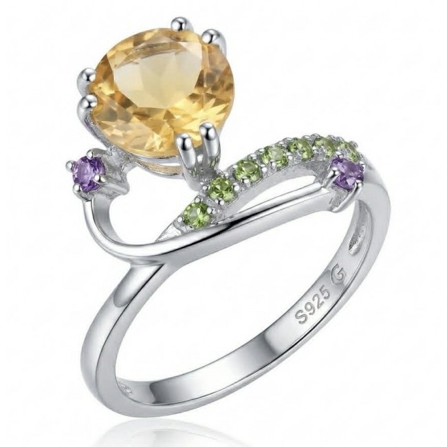 Golden Treasure 4.5 carat Citrine .925 Sterling Silver Handcrafted Ring size 8