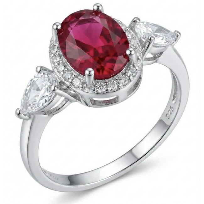 Tiffany 2.5 carat Ruby .925 Sterling Silver handcrafted incredible ring s. 8