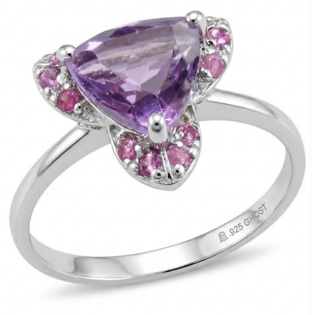 Purple Queen trillion cut 3.9 carat Amethyst .925 Sterling Silver Handcrafted Ring size 8