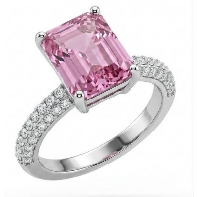 My Lovely Journey 4.8 carat Pink Sapphire .925 Sterling Silver Handcrafted Statement Ring size 8