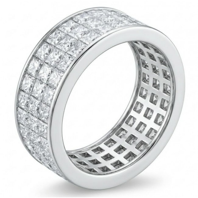 Luxurious pave 8.5 carat White Topaz .925 Sterling Silver Solid Infinity ring size 8