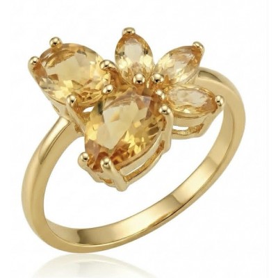 Golden Treasure 8.5 carat Brazilian Citrine 18K Gold over .925 Sterling Silver Handcrafted Ring size 8