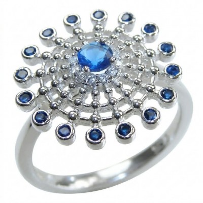 Star 2.2 carat natural Sapphire .925 Sterling Silver Perfectly handcrafted Ring s. 7