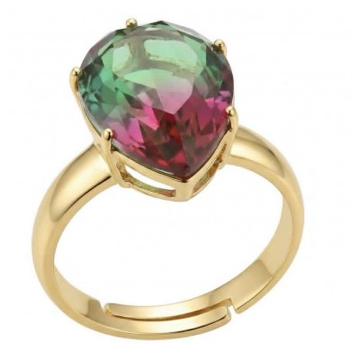 6.8 carat Brazilian Tourmaline .925 Sterling Silver dipped in 18K Gold Perfectly handcrafted Ring s. 8 adjustable