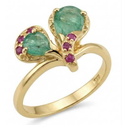Gabriella 2.7 carat authentic Emerald 18K Gold over .925 Sterling Silver handcrafted Statement Ring size 8