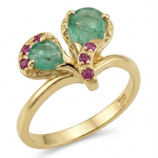 Gabriella 2.7 carat authentic Emerald 18K Gold over .925 Sterling Silver handcrafted Statement Ring size 8