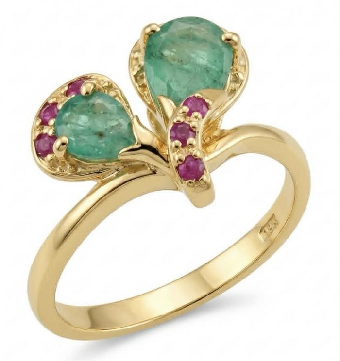 Gabriella 2.7 carat authentic Emerald 18K Gold over .925 Sterling Silver handcrafted Statement Ring size 8