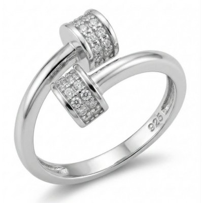 Luxurious pave 1.5 carat White Topaz .925 Sterling Silver Solid Infinity ring size 7