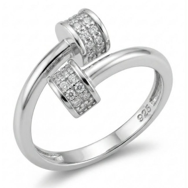 Luxurious pave 1.5 carat White Topaz .925 Sterling Silver Solid Infinity ring size 7