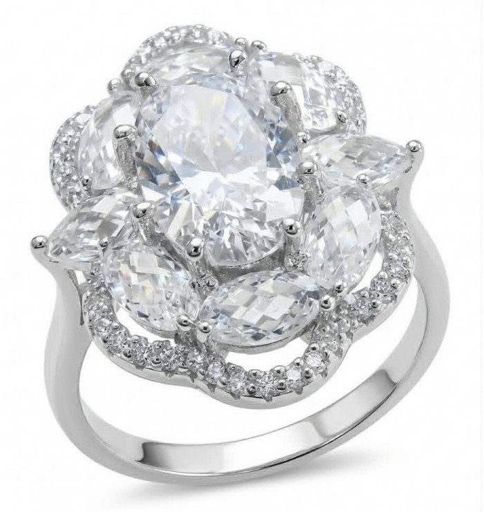 Ice Queen - 8.5 carat White Topaz .925 Sterling Silver Statement ring size 6 1/4