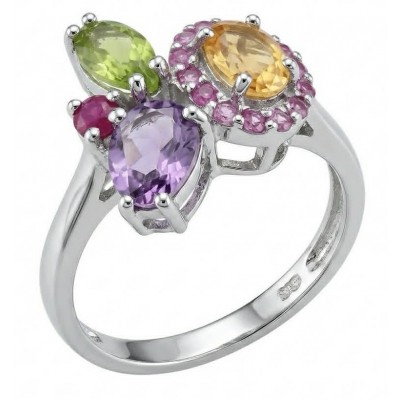 Summer - authentic 7.5 carat multigem .925 Sterling Silver Ring size 8