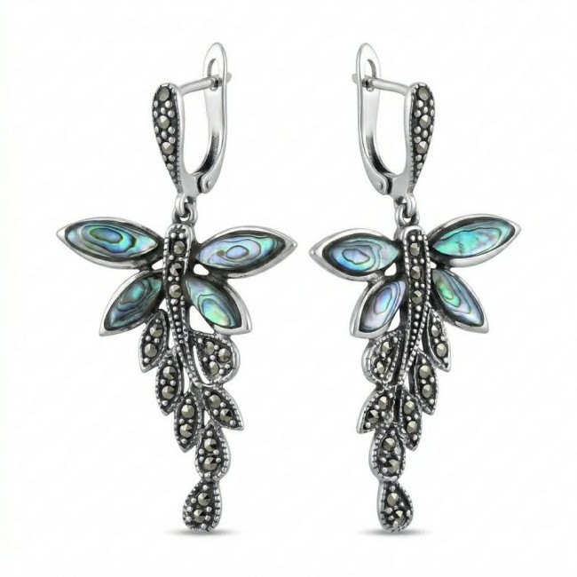 Blue Butterfly Genuine Rainbow Abalone .925 Sterling Silver handcrafted Statement Earrings