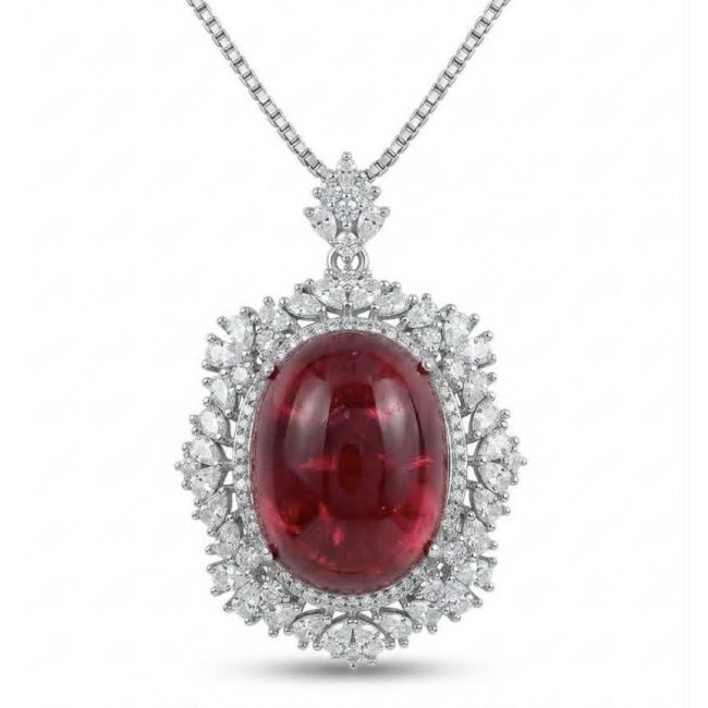 Luxurious 28.8 carat natural Ruby White Topaz .925 Sterling Silver .925 Sterling Silver Statement Necklace