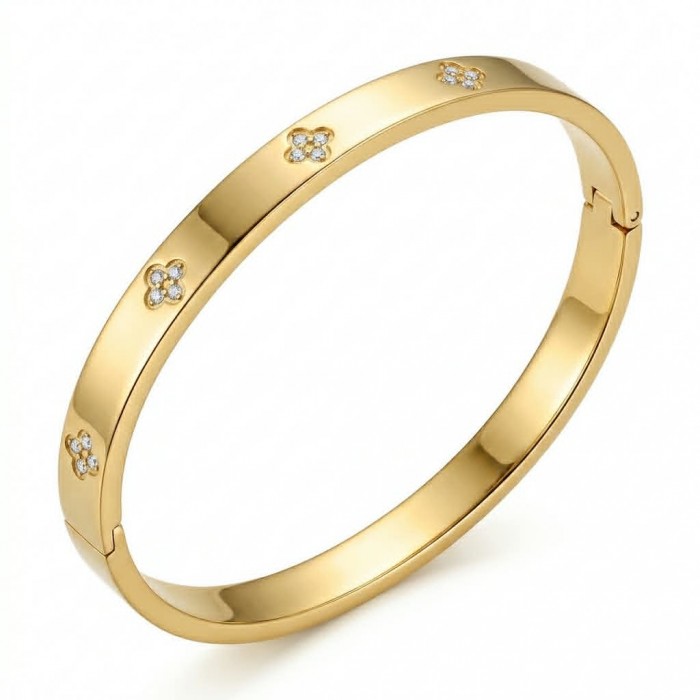 Precious pave White Topaz Gold Women bracelet