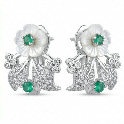 Born to Glam authentic 0.2 carat Colombian Emerald .925 Sterling Silver handcrafted earrings
