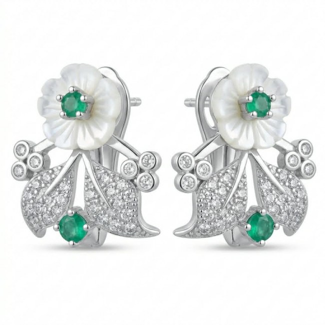 Born to Glam authentic 0.2 carat Colombian Emerald .925 Sterling Silver handcrafted earrings