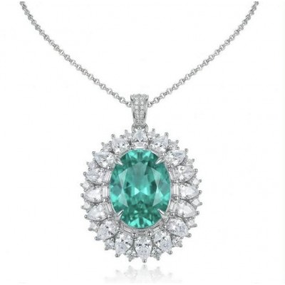 Heirloom authentic 21.2 carat Colombian Emerald .925 Sterling Silver handcrafted Statement necklace