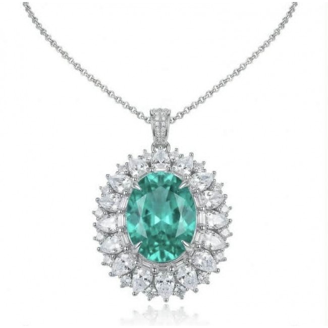 Heirloom authentic 21.2 carat Colombian Emerald .925 Sterling Silver handcrafted Statement necklace