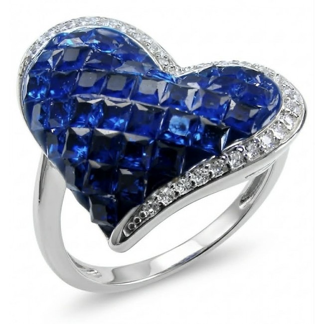 Pure Heart 12.2 carat natural Sapphire .925 Sterling Silver Perfectly handcrafted Ring s. 7