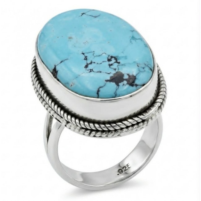 Go West - Rare authentic Turquoise .925 Sterling Silver handcrafted Large ring; s. 8