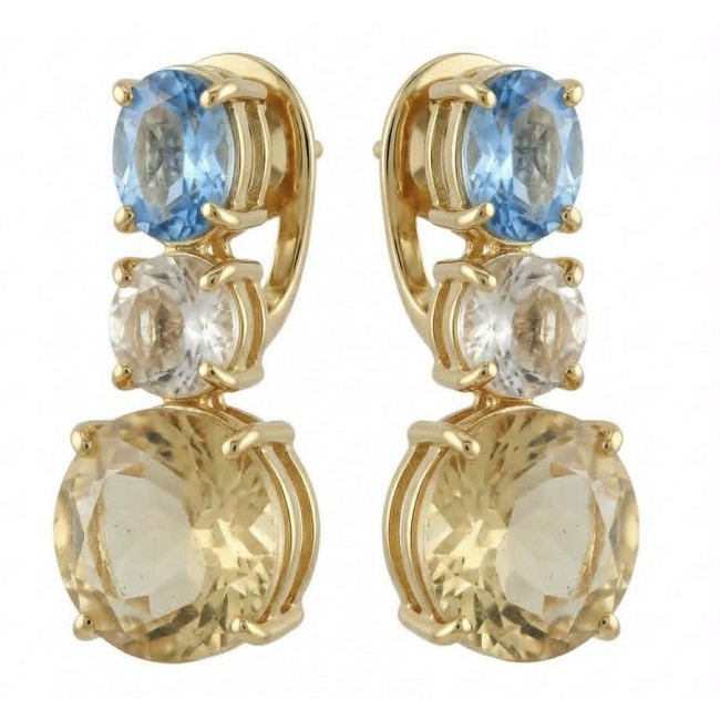 Fiesta Authentic 12.5 carat Multigem .925 Sterling Silver dipped in 18K Gold over brilliantly handcrafted earrings