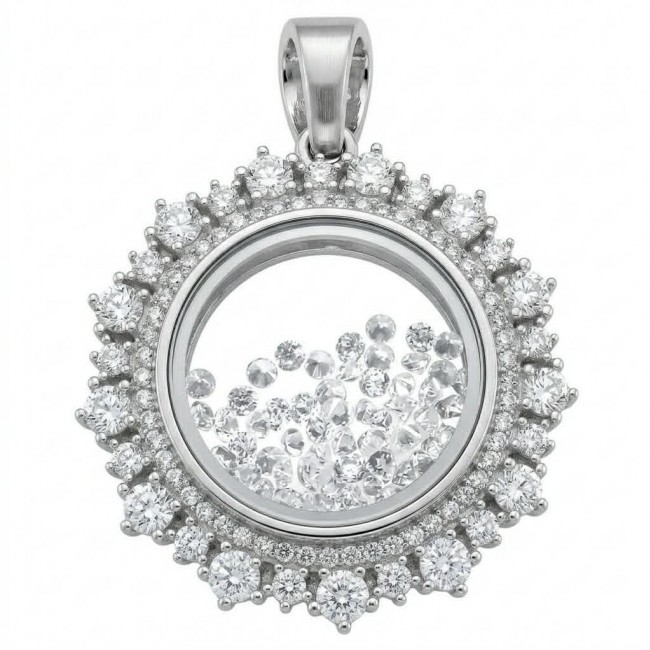 Floating Memories 12.5 carat White Sapphire .925 Sterling Silver Handcrafted Statement pendant