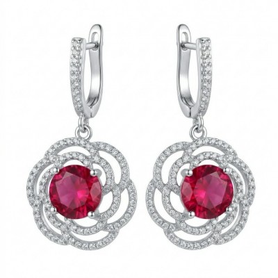 Giovanna Natural 7.8 carat Red Topaz .925 Sterling Silver handcrafted Statement earrings