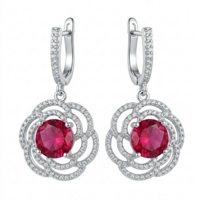 Giovanna Natural 7.8 carat Red Topaz .925 Sterling Silver handcrafted Statement earrings