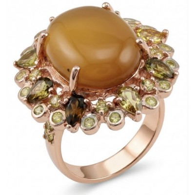 Wonderland Natural 27.4 carat Hessonite Garnet .925 Sterling Silver dipped in 18K ROSE GOLD handmade Large Statement Ring size 8
