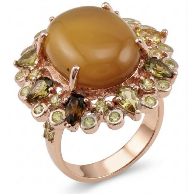 Wonderland Natural 27.4 carat Hessonite Garnet .925 Sterling Silver dipped in 18K ROSE GOLD handmade Large Statement Ring size 8