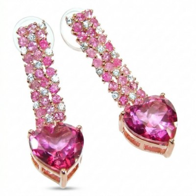 Pure Love - authentic 18.5 carat Pink Topaz 18K Rose Gold over .925 Sterling Silver handcrafted Earrings