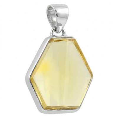 Prehistoric Authentic faceted Golden Baltic Amber .925 Sterling Silver beautifully handcrafted Pendant