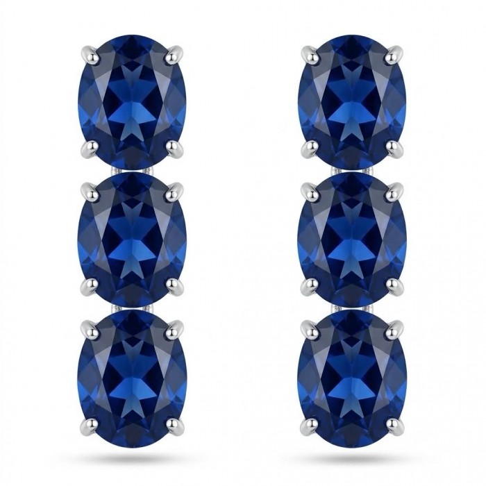 Deep Ocean 22.5 carat London Blue Topaz .925 Sterling Silver handmade Statement earrings