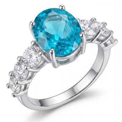 Eau Pure 5.1 carat Paraiba Tourmaline .925 Sterling Silver Handcrafted Ring size 8 adjustable